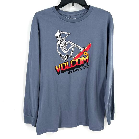 Volcom Bone Slide Skeleton Skater Long Sleeve Tee Shirt Big Boys Sz XL 16 - Picture 1 of 5